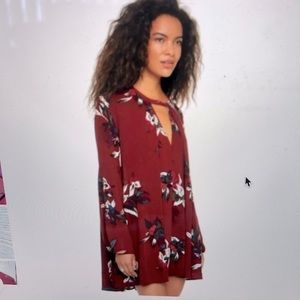 Free People Maroon Floral Tunic